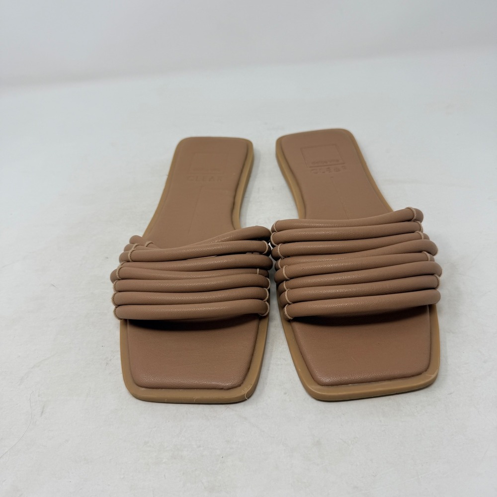 Dolce Vita Indre Slide Sandals Tan Brown Square Toe Flat Strappy Shoes Size 8 - Picture 4 of 10